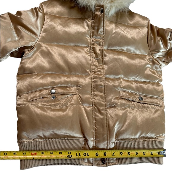 Moda International Gold Cream Fur Puffer Jacket Size Small - Picture 8 of 17